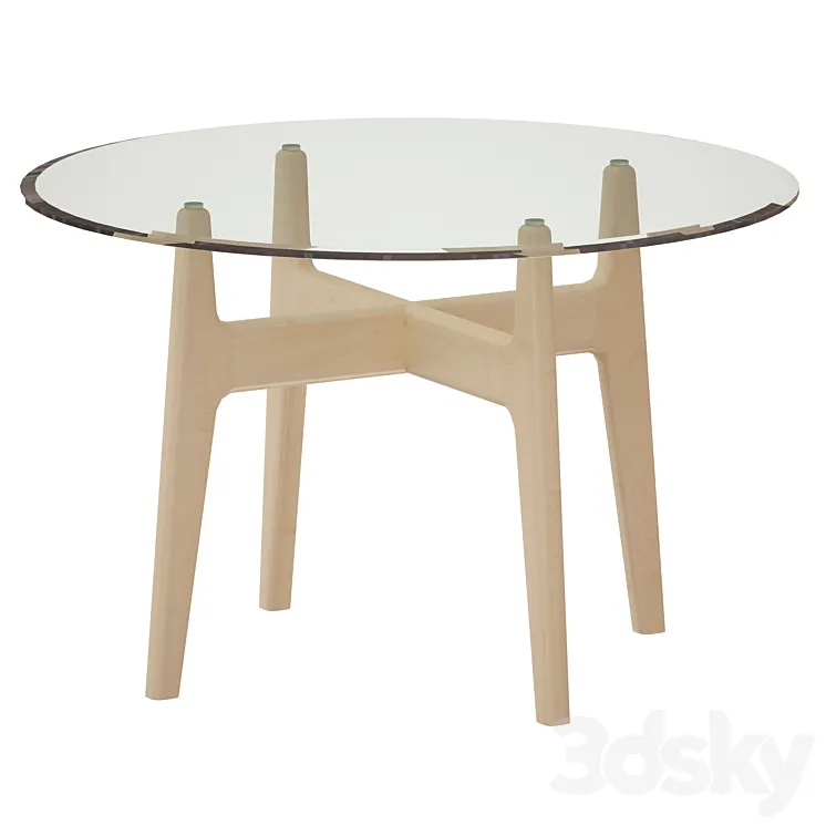 “Tate 48 “”Round Dining Table with Glass Top and Sand Base (Crate and Barrel)” 3DS Max