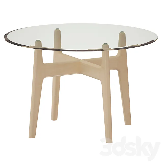 Tate 48 “Round Dining Table with Glass Top and Sand Base (Crate and Barrel) 3DSMax File