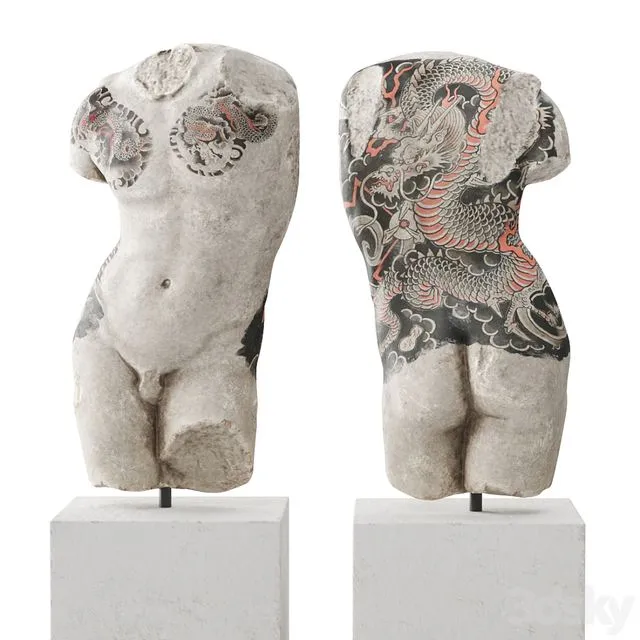 Tattoo classic man torso 3dsMax Model