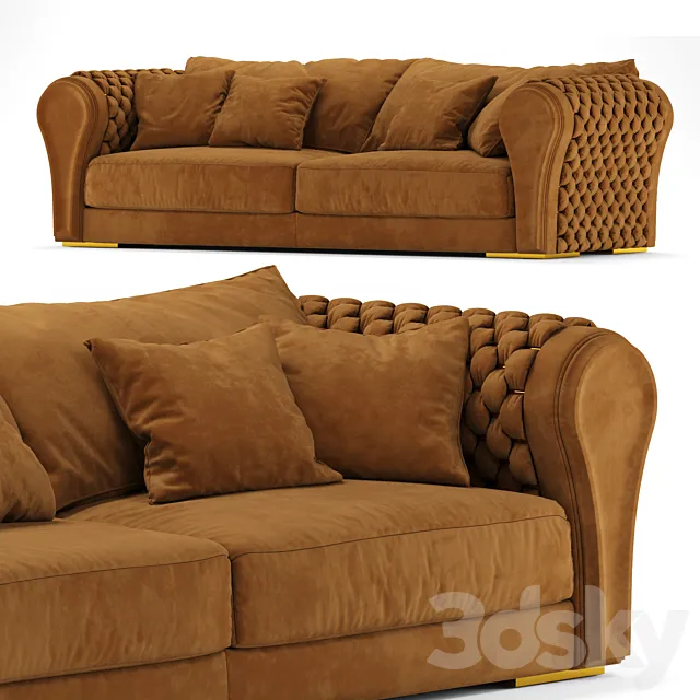 Taylor Llorente Furniture Luxury Leather Sofa Woven Leather brown 3DSMax File
