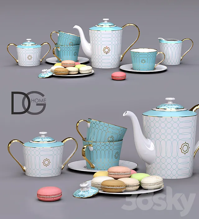 Tea set from DG Home + macaroon 3DSMax File