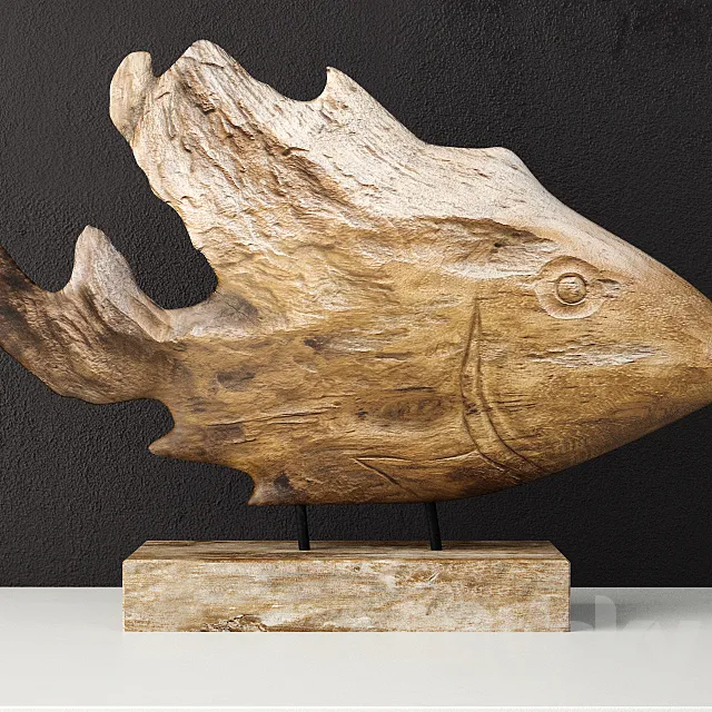 Teak Fish Bust _ Uttermost 3DSMax File