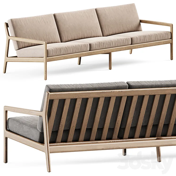 Teak Jack outdoor sofa 3 seater by Ethnicraft \/ Three-seater sofa 3DS Max