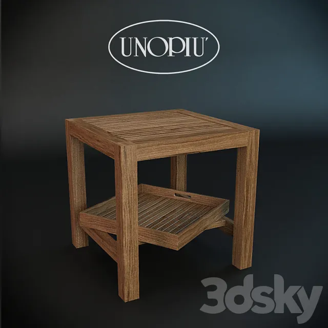 Teak square coffee table Unopiu. Morris 3DS Max Model