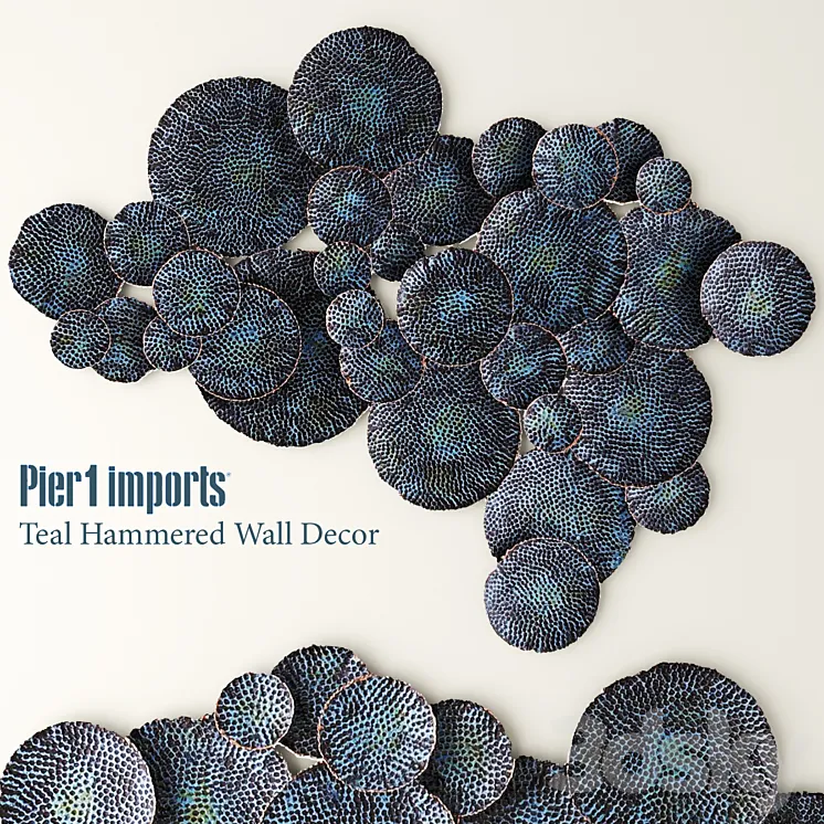 Teal Hammered wall luxury discs circles wall decor mural picture panel metallic luxury patina copper art 3DS Max