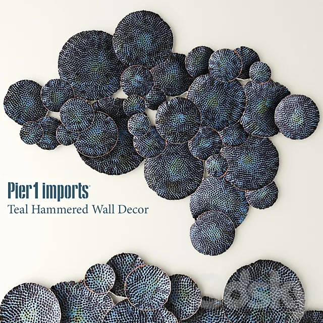 Teal Hammered wall. luxury. discs. circles. wall decor. mural. picture. panel. metallic. luxury. patina. copper. art 3DSMax File