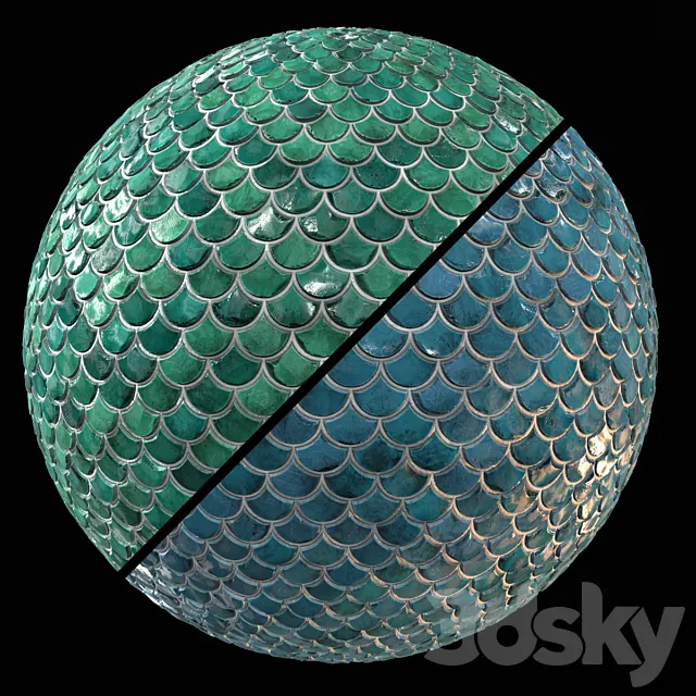 Teal Tile PBR Material-09 3DS Max Model