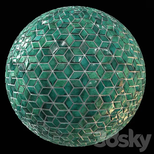 Teal Tile PBR Material-10 3DS Max Model