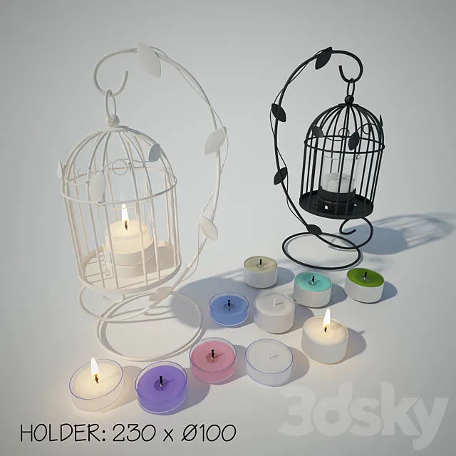 Tealight Lantern + Stand | Classic Birdcage 3DS Max Model