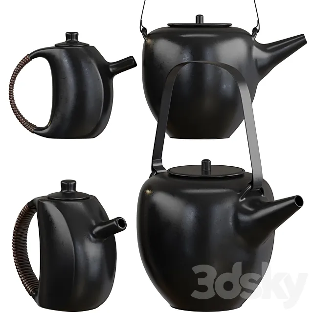 Teapot set 2 with 3 materials 3DSMax File