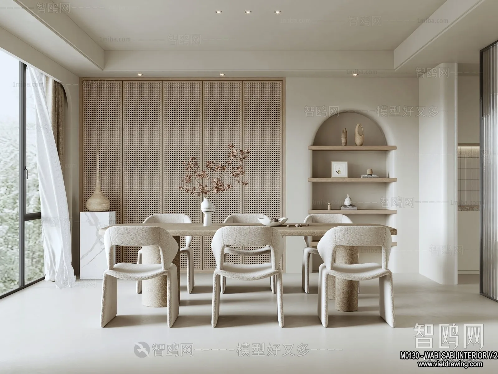 Tearoom and Study 3D Interior Scene Model – Wabi Sabi Style – 026