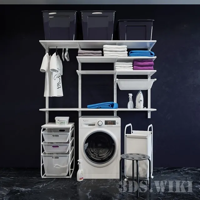 technology – Hotpoint washing machine and IKEA storage system Algot 3ds Max