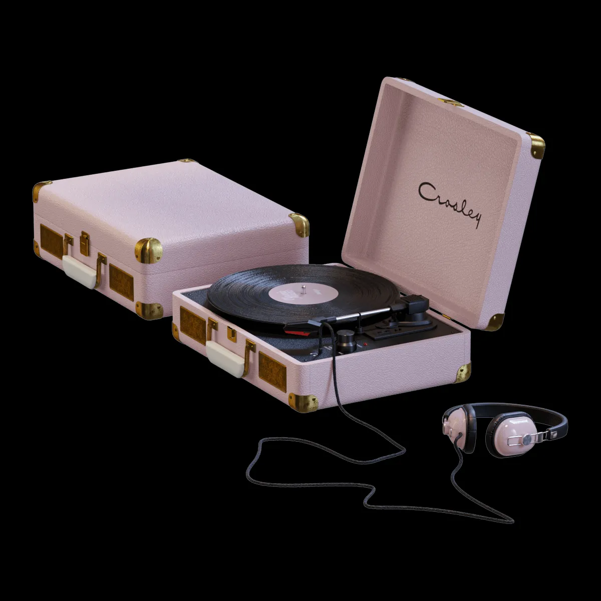 technology – Pink Crosley portable record player 3ds Max