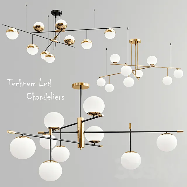 Technum Led Chandelier – 3 type 3ds Max