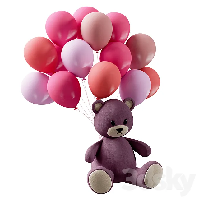 Teddy bear and balloon 3dsMax Model