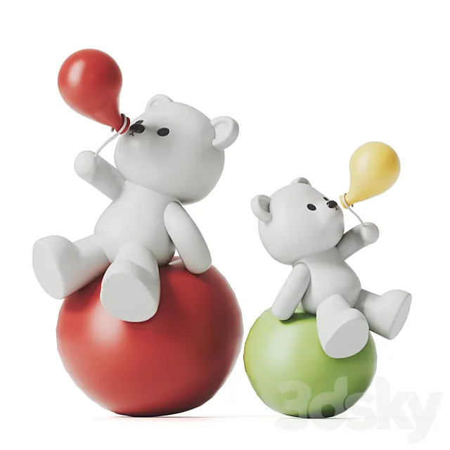 Teddy Bear and Balloons 3DS Max Model