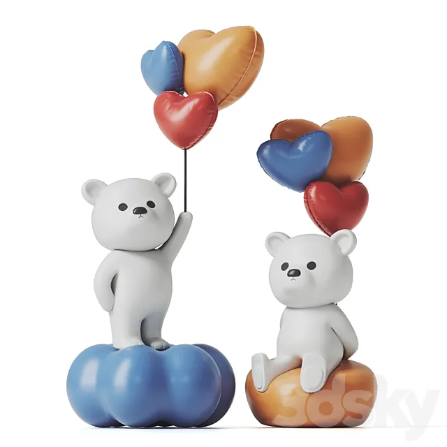 Teddy Bear and Balloons 3DSMax File