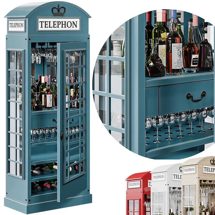 Telephone Box Drinks Cabinet 3DS Max