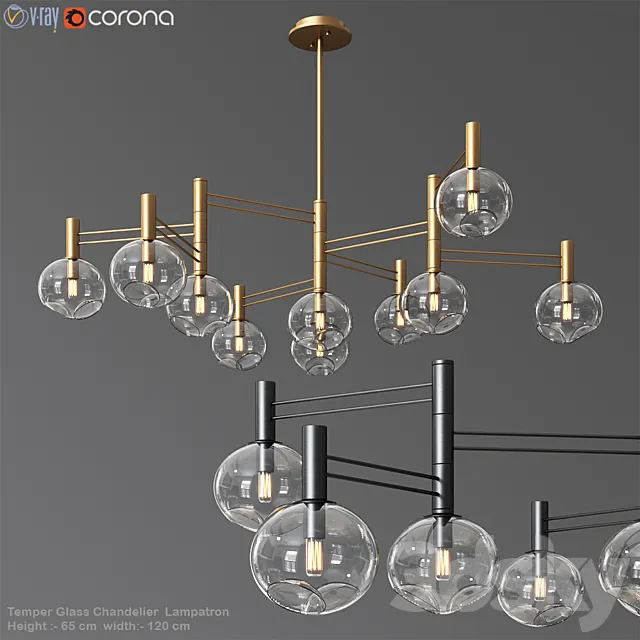 Temper Glass Chandelier Minimalist Lampatron 3ds Max