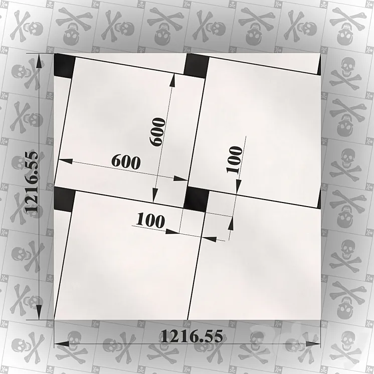 Template layout tiles diagonally offset. 3DS Max