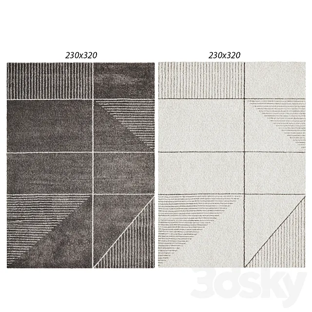 Temple and webster: Charcoal & White Soft Metro Contemporary Rug Ivory & Charcoal 3ds Max