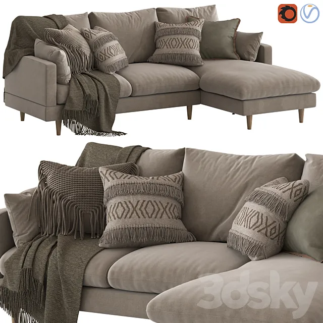 Temple and Webster Silas Sofa 3seater with chaise 3ds Max