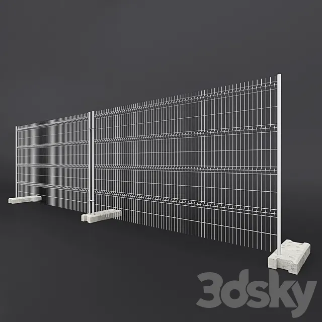 Temporary fencing with concrete base 3ds Max