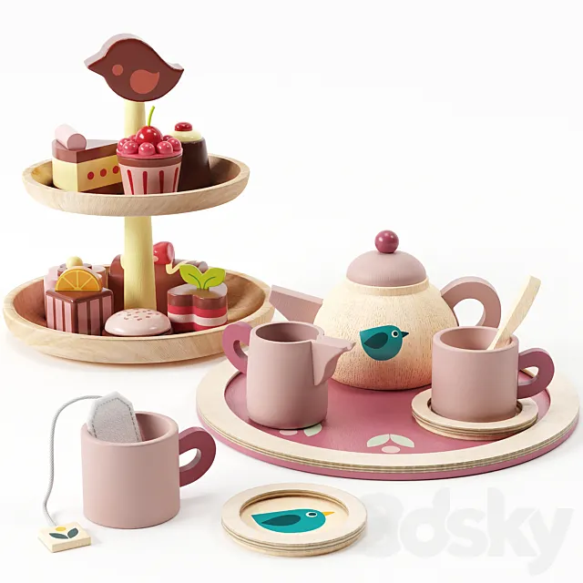 Tender Leaf Birdie Tea Set & Chocolate Bonbons Toy 3ds Max