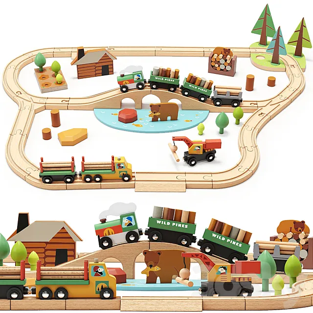 Tender Leaf Wild Pines Train Set Toy 3dsMax Model