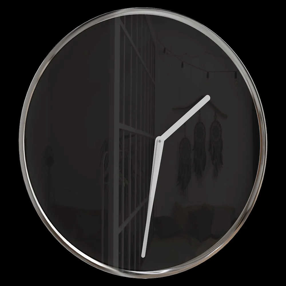 TEO – Clock THIN Chrome / Black 3ds Max