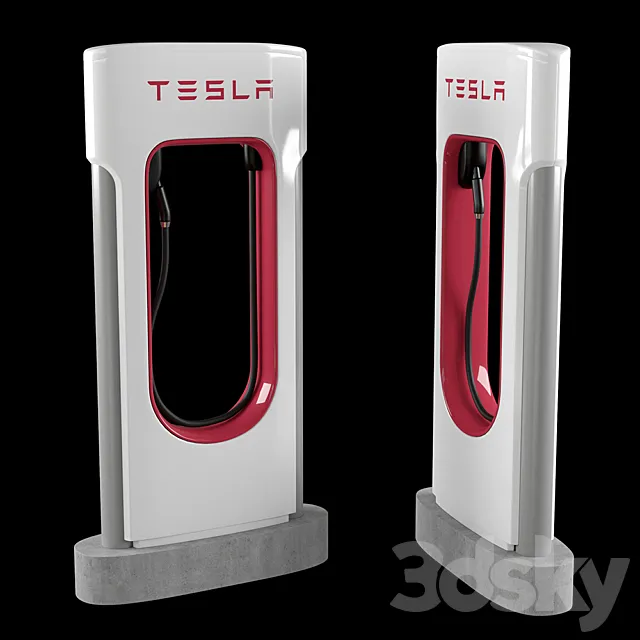 Tesla charge station 3DS Max Model