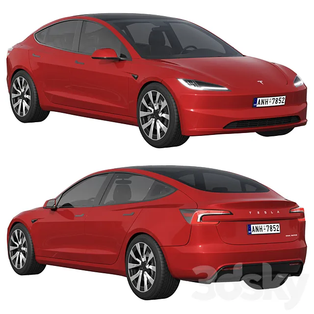 Tesla Model 3 2024 3ds Max