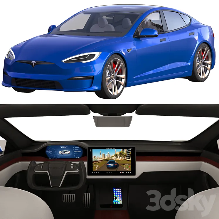 Tesla Model S 2021 PLAID 3DS Max Model