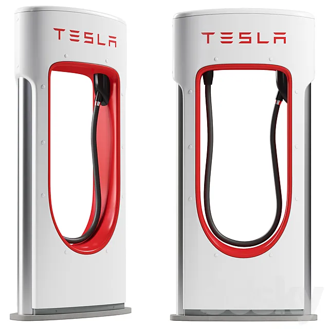 Tesla Supercharger charging station 3DS Max Model