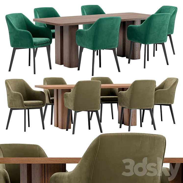 Texas dining chair and Lazar table 3DS Max