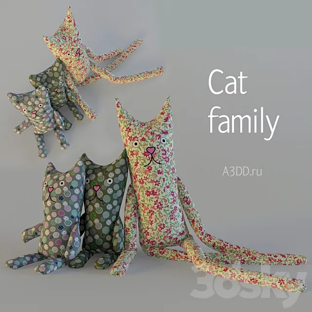 Textile family cats 3DSMax File