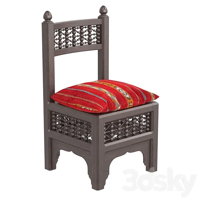 Textile Pinewood Moucharabi Moroccan Chair 3DS Max Model