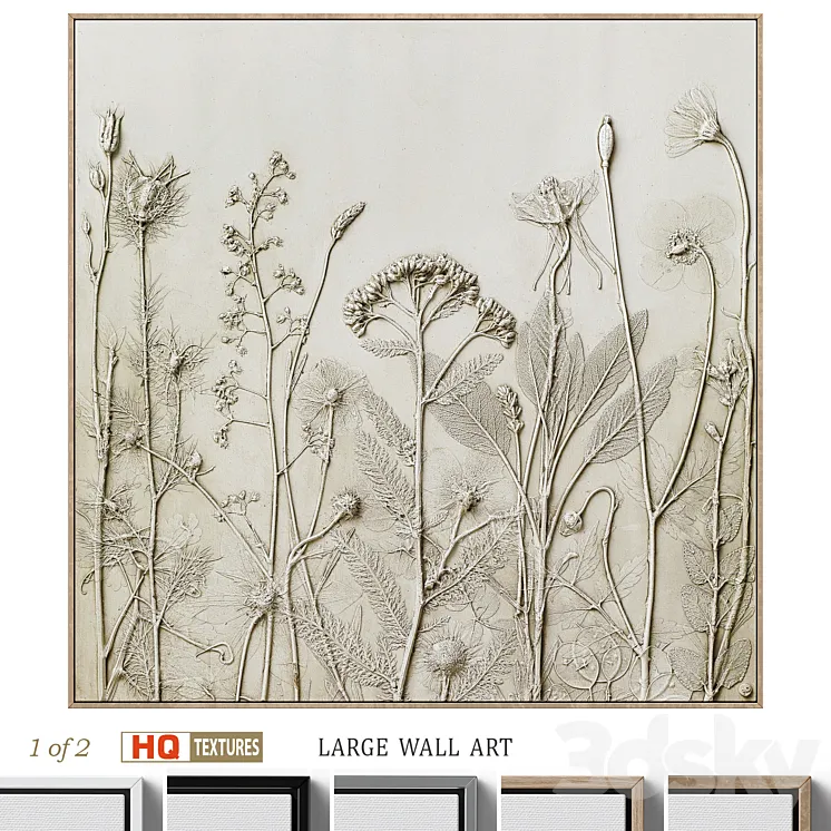 Textural Plaster Wildflowers Boho Wall Art C-507 3DS Max Model