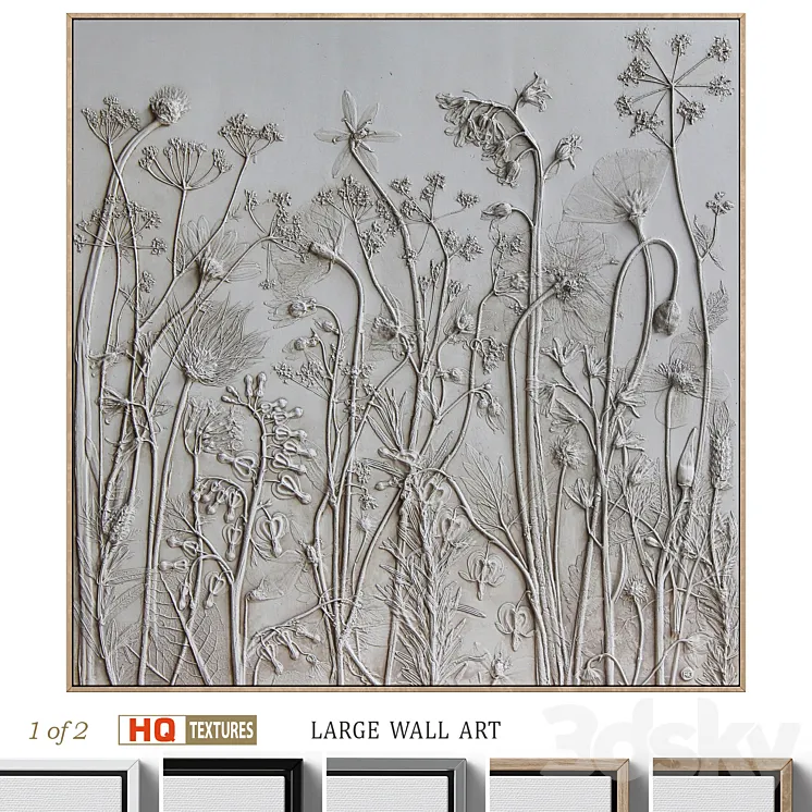 Textural Plaster Wildflowers Boho Wall Art C-508 3DS Max Model