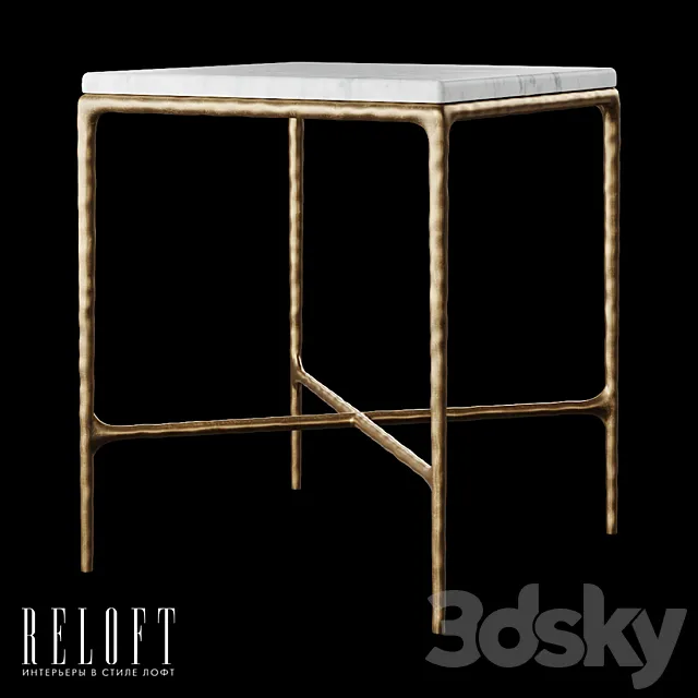 Thaddeus square bedside table in metal and marble 3DS Max Model