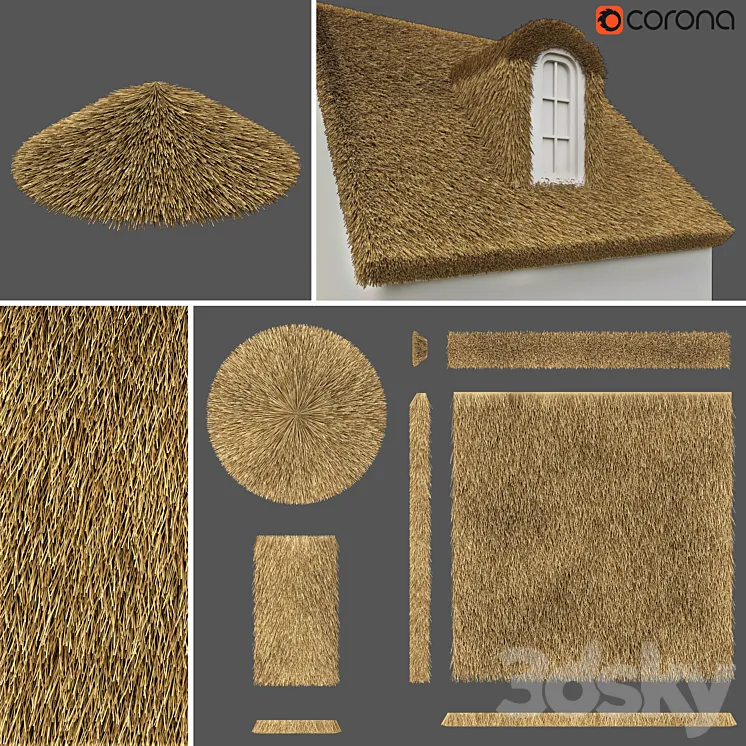 Thatched roof set \/ Thatched roof. Constructor. 3DS Max