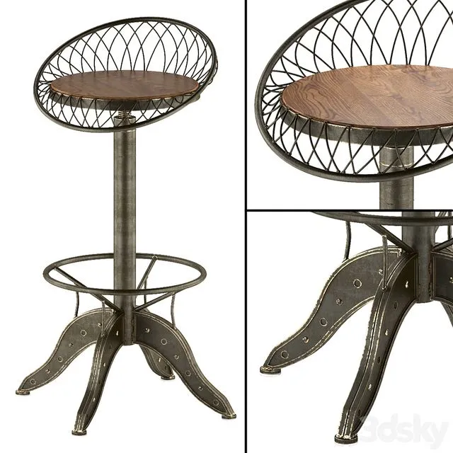 The Aero Industrial Design Steel Bar Stool 3dsMax Model