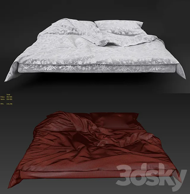 The bed linen set 3ds Max