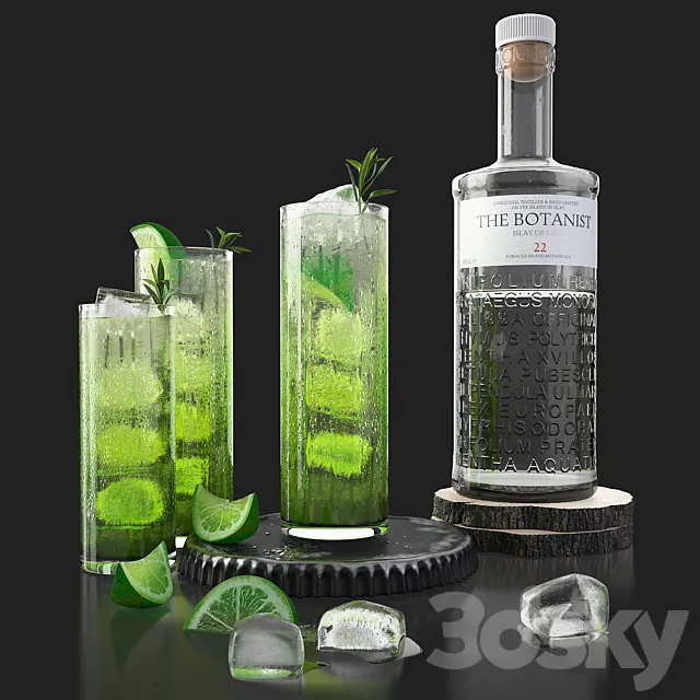 The Botanist gin and mojito with ice 3DSMax File