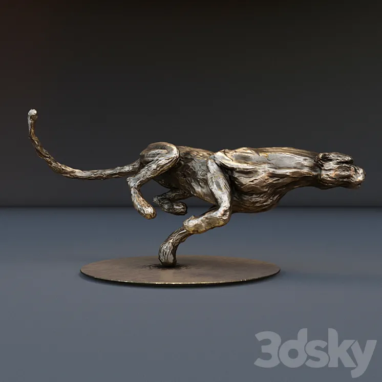 The bronze figure of cheetah 3DS Max