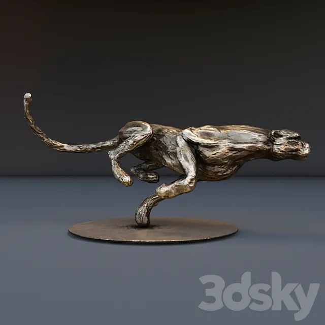 The bronze figure of cheetah 3DSMax File