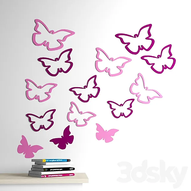 the butterfly on the wall 3dsMax Model