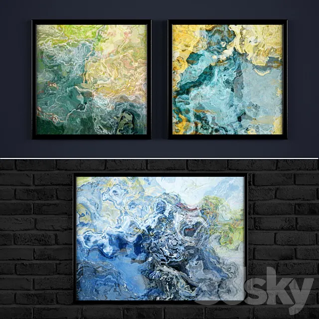 The collection of abstract paintings №7 3ds Max