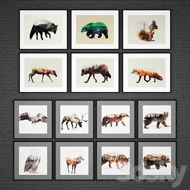 The collection of paintings “Animals” 17 pcs. 3DSMax File