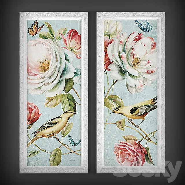 The collection of paintings “Birds and Flowers” 3DSMax File